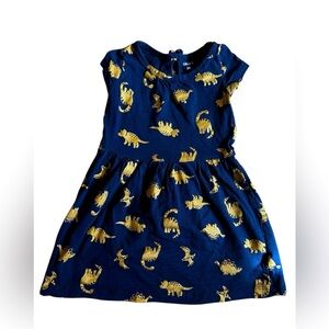 Carter’s little girls blue dinosaur print dress. Size 2T